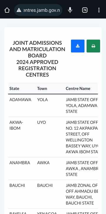 Jamb Approved centers